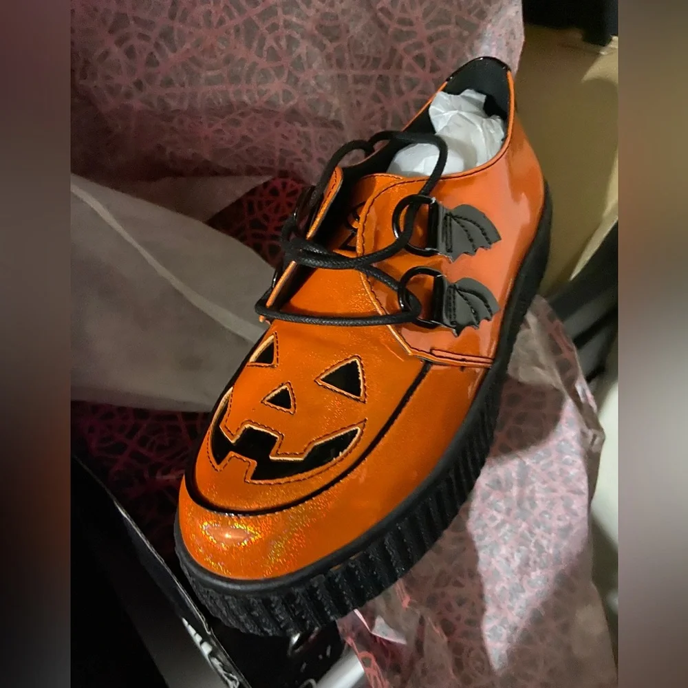 New strangecvlt Jackolantern pumpkin Halloween goth orange creeper sneakers